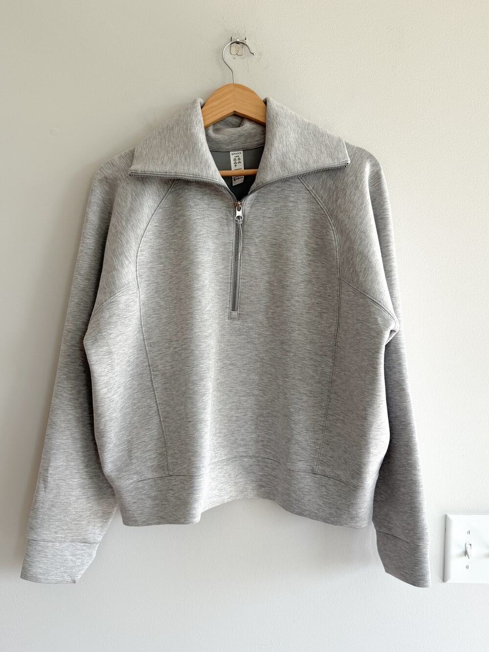 Spanx AirEssentials Half Zip Pullover Sweatshirt Gray L